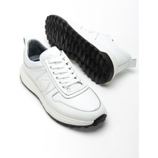 Dilimler Ayakkabı Hakiki Deri Erkek Casual Günlük Ayakkabı Beyaz Faylon Taban Yan Baskılı