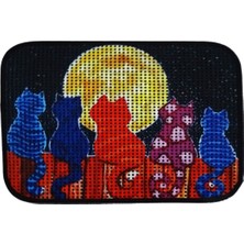 Feyza Design Renkli Desenli Kedi Tuvalet Önü Kum Paspası, Kum Toplayıcı, Pratik Kullanım