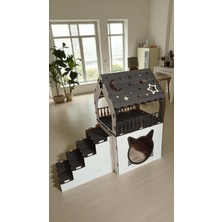 Feyza Design Ahşap Kedi Evi Seti, Minder ve Tasma ile Özel Tasarım, Büyük ve Şık