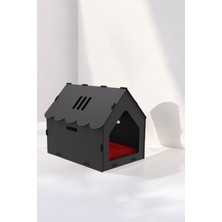 Feyza Design Ahşap Büyük Kedi Evi ve Kulübesi, Siyah, Rahat ve Şık Tasarım