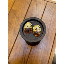 Ilot.Istanbul Ilot.ıstanbul | Altın Kaplama Çelik Kehribar Detaylı Madalyon Küpe Kararmaz Antialerjenik Vintage Stil