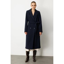 Ekol Beli Kuşaklı Kruvaze Yaka Kaban 6063