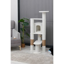 Feyza Design Renkli ve Konforlu Kedi Oyun Evi, Yataklı Kedi Yuvası, Tırmalama Alanı