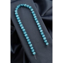 Kedi Gözü Doğal Taş Parlak Açık Mavi Küre Kesim 10MM Dizi [b+]