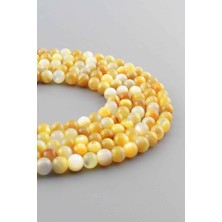 Sedef Doğal Taş Parlak Sarı Küre Kesim 6mm Dizi [aa]