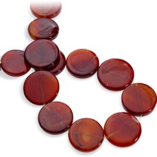 Akik Doğal Taş Kırmızı Yassı Daire Kesim 25MM Dizi