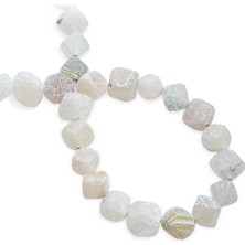 Akik Doğal Taş Beyaz Küp Kesim 15MM Dizi