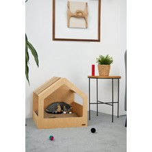 Feyza Design Modern Demonte Ahşap Tırmalama Kedi Evi, Şık ve Kullanışlı Tasarım