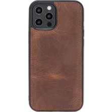 Sinerjim Apple iPhone 12 Pro Max Uyumlu Deri Arka Kapak G2 Kahve
