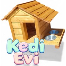 Feyza Design Ahşap Kedi Evi ve Suluklu Güvenli Oyuncak Seti