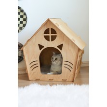 Feyza Design Gülen Ev Kedi Evi, Huş Ağacı ve Marine Kontrplak Malzeme