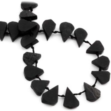 Shungit Doğal Taş Mat Siyah Yassı Damla Kesim 16X12MM Dizi [aa]