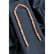 Jasper Doğal Taş Pembe Damarlı Küre Kesim 8mm Dizi