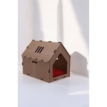 Feyza Design Ahşap Kedi Evi ve Yuvası, Büyük Model, Ceviz Renkli, Konforlu Tasarım