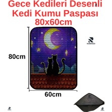 Feyza Design Gece Kedileri Desenli Kedi Paspası 80X60CM, Pratik ve Şık Tasarım