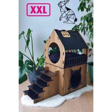 Feyza Design Geniş Teraslı Ahşap Kedi Evi, Rahat ve Şık Tasarım