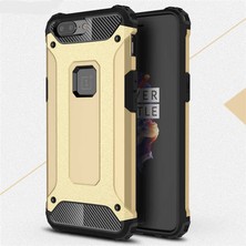 Kilifone - One Plus 5 Uyumlu - Kılıf Çift Katman Koruyucu Crash Military Tank Kılıf - Gold