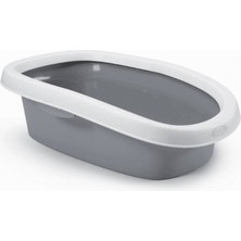 Feyza Design Yumuşak Beyaz/gri Kedi Tuvaleti 31X43X14CM, Konfor ve Temizlik Için Ideal