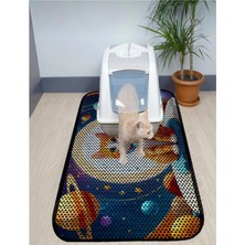 Feyza Design Büyük Boy Desenli Tuvalet Paspası 60X120 Cm, Kedi Kumu Koruma Matı