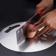 Güneş Krom Dekorasyon Gkd 304 Kalite Yuvarlak Paslanmaz Çelik 30 x 30 cm Çok Amaçlı Et Doğrama Mutfak Kesme Tahtası