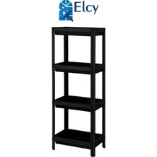Elcy 4 Katlı Banyo Raf Ünitesi Siyah Banyo Düzenleyici Şampuanlık Havluluk Dolap Siyah