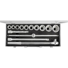 İzeltaş 3/4" Altı Köşe Lokma Anahtar Takımı (14 Parça, Metrik) | Ağır Hizmet Tipi Cırcır ve Aksesuar Seti