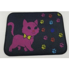 Feyza Design Renkli Desenli Kedi Tuvalet Önü Kum Paspası, Kum Toplayıcı, Temiz ve Şık