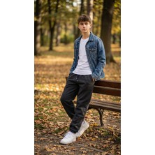 Uzero 12-14 Yaş Çocuk Gri-Koyu Gri Eşofman Altı Günlük Eşofman Altı