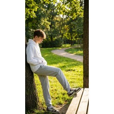 Uzero 12-14 Yaş Çocuk Gri-Koyu Gri Eşofman Altı Günlük Eşofman Altı