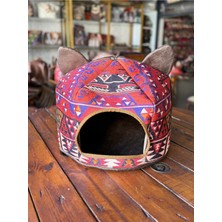 Feyza Design Renkli Desenli Yumuşak Kedi Evi, 39X39X30 Cm, Konforlu ve Şık Tasarım