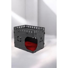 Feyza Design Şık Ahşap Kedi Evi, Siyah Mermer Desenli, 50X35 Cm, Dayanıklı Tasarım