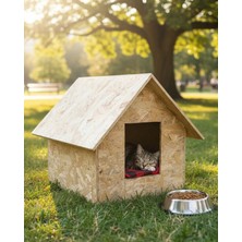 Feyza Design Dış Mekan Ahşap Kedi Evi 50X50X35 Cm, Dayanıklı ve Şık Tasarım