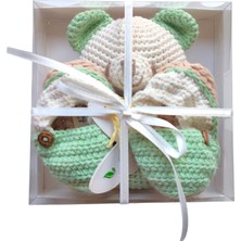 Pacco Baby El Örgüsü Yeşil Diş Kaşıyıcı & Düğmeli Espadril Set