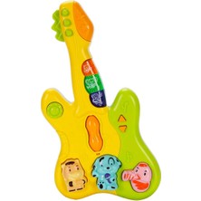 Minibo Sesli ve Işıklı Hayvan Figürlü Gitar - Sarı-Yeşil