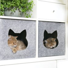 Feyza Design Yumuşak Keçe Kedi Evi Yuvası 32X32X32 Cm, Açık Gri, 3mm Kaliteli