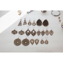 Lazer Kesim Ahşap 10 Lu Küpe Seti – Set 6 -Ylndesign Wood&craft