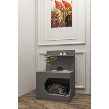 Feyza Design Yıkanabilir Minderli Antrasit Gri Kedi ve Pet Evi, Portatif Kurulum