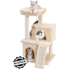 Feyza Design Şık Çift Yuvalı Teraslı Kedi Tırmalama Evi, Konfor ve Eğlence Için Tasarlandı