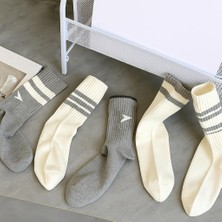 5'li Ekonomik Paket Gri-Ekru Desenli Unisex Tenis Çorap Seti