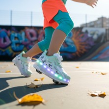 BURUNİ LED Patenli Işıklı Ayakkabı | Tekerlekli Spor Ayakkabı Çocuk | LED Kaykay Ayakkabı | Çocuk Pateni