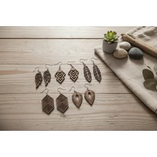 Lazer Kesim Ahşap 5 Li Küpe Seti – Set 5 -Ylndesign Wood&craft