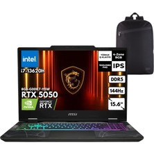 MSI Msı Cyborg 15 I7-13620H 40-Gbddr5 1 Tbssd RTX5050 (8GB-GDDR7-115W) 15.6" Fhd Windows 11 Home + Zg Sırt Çantası B13WEKG-613XTRZG35