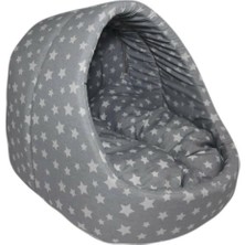 Feyza Design Yıldızlı Gri Kedi Yuvası, Rahat ve Şık Evcil Hayvan Yurdu