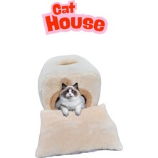 Feyza Design Yumuşak Peluş Minderli Kedi ve Köpek Evi, Rahat ve Şık Yuva