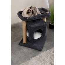 Feyza Design Yıkanabilir Yataklı Kedi Tırmalama ve Oyun Evi - Oslo Antrasit