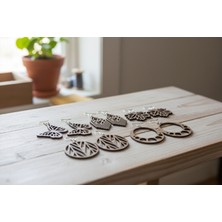 Lazer Kesim Ahşap 5 Li Küpe Seti – Set 3 -Ylndesign Wood&craft