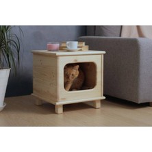 Feyza Design Doğal Ahşap Kedi Evi ve Sehpa Seti, Şık ve Kullanışlı Tasarım