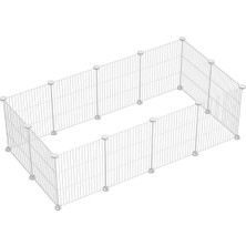 Feyza Design 12 Panel Metal Evcil Hayvan Kafesi ve Oyun Parkı, Beyaz Renk