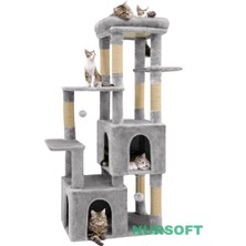 Feyza Design Çift Yuvalı Çok Katlı Tırmalamalı Lüx Kedi Oyun Evi