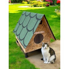 Feyza Design Iki Kedili Isı ve Su Yalıtımlı Bungalov Kedi Evi